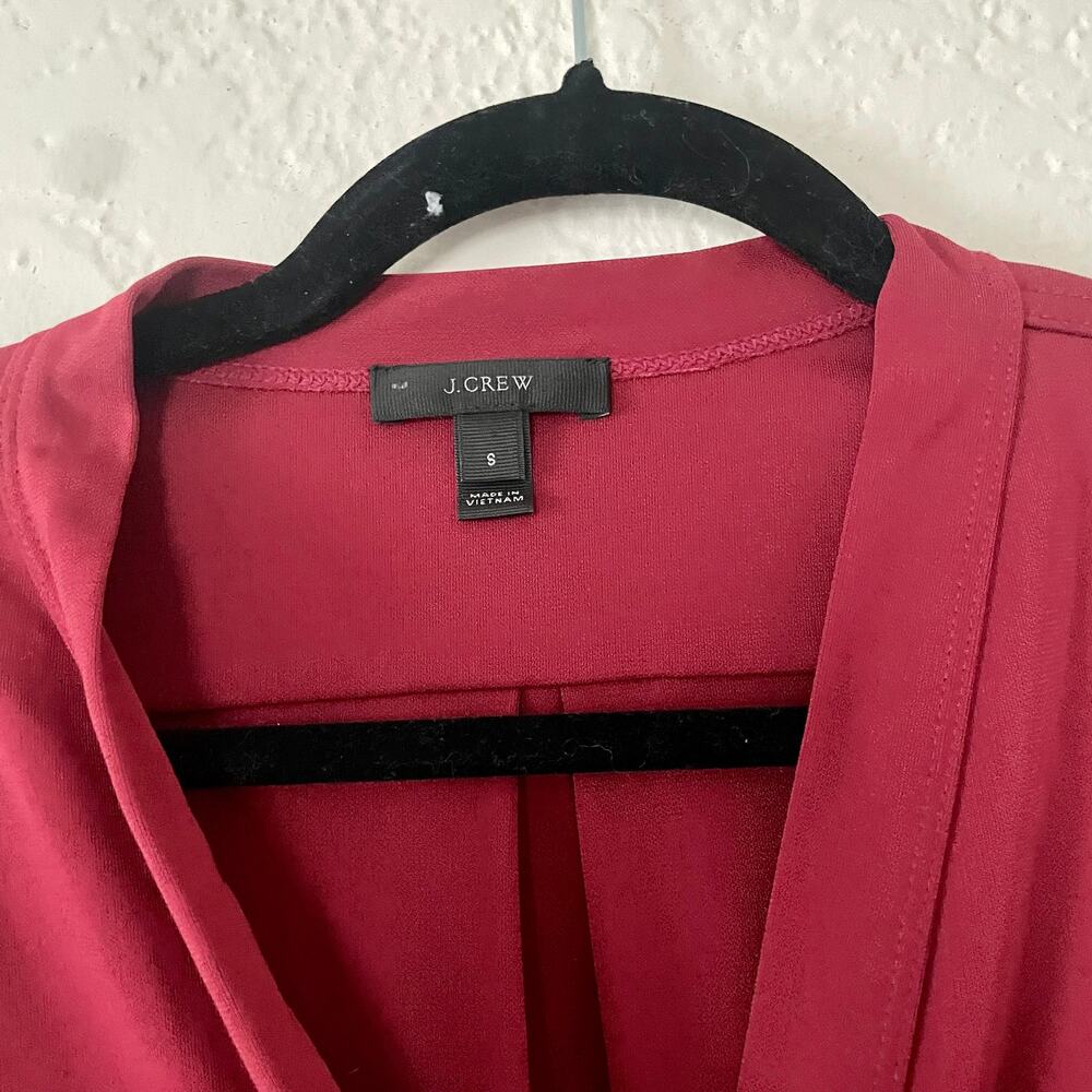 J. Crew Long Sleeve Belted Knit Knee Length Dress Burgundy sz S - Picture 4 of 10